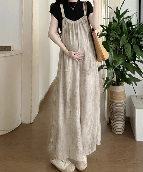 オールインワン サロペット ワンピース夏 ワイドパンツ 体型カバー キャミサロペット 楽ちんオーバーオール お洒落 ガウチョパンツ 韓国風 マタニティウェア 無地 77DL-001